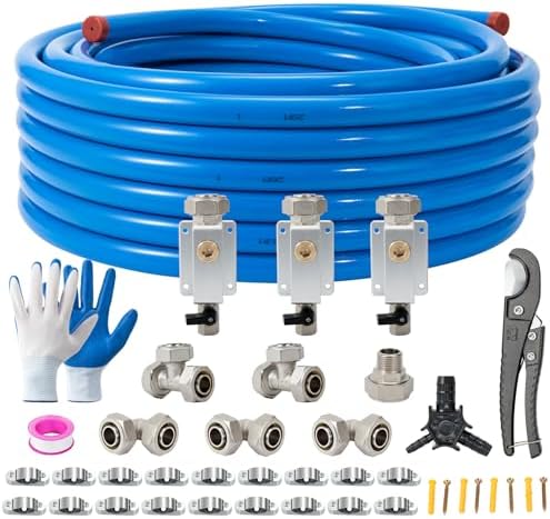 3/4"×100&200&300ft Compressed Air Line Kit for Shop/Garage, Hdpe-Aluminum Rapid Air System Includes Right Angle Fittings and Tee Fittings, Compressed Air Piping System Leak Proof&Easy to Install by Unknown