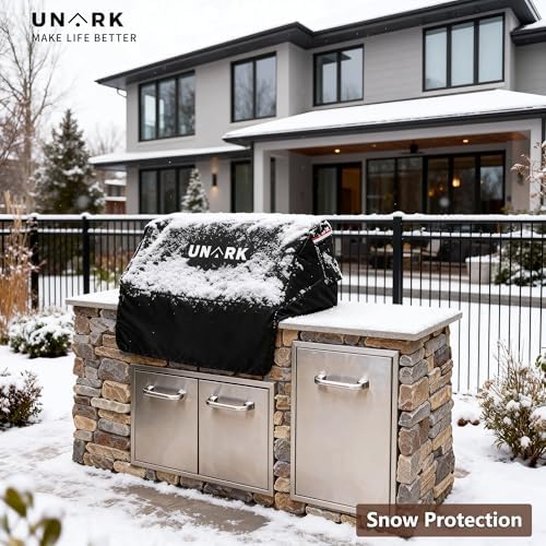Built in Grill Cover for Outdoor Grill, Heavy Duty Waterproof BBQ Cover with Plush Lining, UV Resistant Island BBQ Grill Top Cover, Fits Up to 43" W x 35" D x 24" H Inches, Black - Image 7