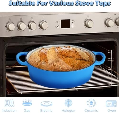 TeamFar 7QT Oval Dutch Oven, Enameled Cast Iron Dutch Oven Pot with Lid - Image 5