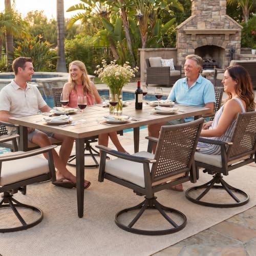 NATURAL EXPRESSIONS 7 Piece Patio Dining Set, Wicker Swivel Rocking Chairs - Image 6