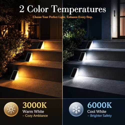 AUDLES Solar Step Lights Outdoor Waterproof IP67-13 LED Solar Stair Lights with 3000K/6000K Dual Color Temp, Auto On/Off Outdoor Lights for Deck, Patio, Pathway, Porch -16 Pack - Image 2