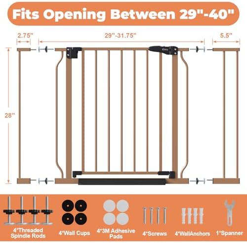 Baby Gate Auto Close, 29"-40" Dog Gate Indoor for Stairs & Doorways - Image 6