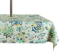 ColorBird Outdoor Rectangle Tablecloth, 60×84 inch Patio Rectangle Tablecloth with Umbrella Hole Blue Bosemia Flower Plastic Table Cloth for Patio Garden Tabletop by ColorBird