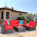 Vongrasig 6 Piece Patio Furniture Set, Small Outdoor Sectional Couch, Red by Vongrasig