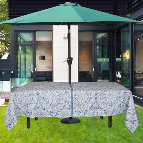 EHouseHome Outdoor and Indoor 60x84 inch Tablecloth with Umbrella Hole and Zipper, Waterproof Zippered Patio Cloths, Spring/Summer Table Covers for Backyard Circular Table/BBQs/Picnic - Image 2