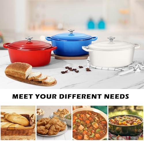 TeamFar 7QT Oval Dutch Oven, Enameled Cast Iron Dutch Oven Pot with Lid - Image 7