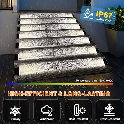 AUDLES LED Solar Step Lights Waterproof Outdoor Stair Lights, Solar Deck Lights Outdoor Decor IP67 Solar Decoration Lights for Yard (Cool White, 12 Pack) - Image 3
