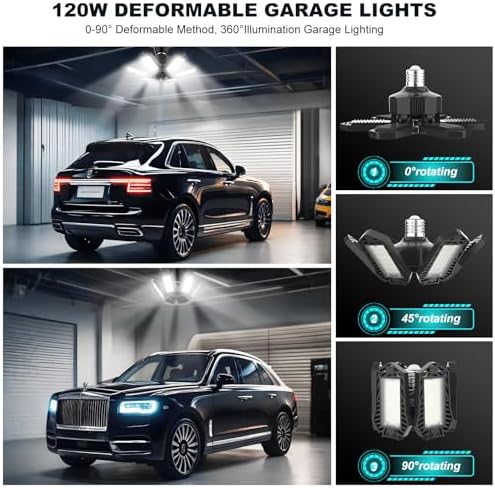 Led Garage Lights Bulb 10 Pack 140W Super Bright Ceiling Led Shop Lights 6 Deformable Panels Screw in E26/E27 6500K 12000 LM Deformable Garage Light Ideal for Basement Attic and Workshop - Image 4