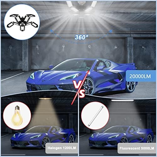 Aoretic LED Garage Lights 10+1 Panels 2 Pack -250W, 25000LM 6500K Led Shop Light with 6+1 Deformable Panels, Ceiling Lights for Basement Barn Light Garage - Image 4