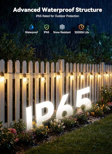 Minetom 53FT Outdoor String LED Patio Lights Waterproof,Shatterproof S14 Vintage Edison Bulbs,Commercial Grade Outside Hanging Lights Waterproof for Porch Deck Garden Backyard Balcony Cafe Bistro - Image 5