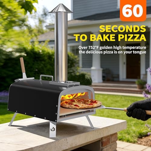 PIZZELLO 12" Outdoor Pizza Oven, Propane & Wood Fired Steel Pizza Grill - Image 4