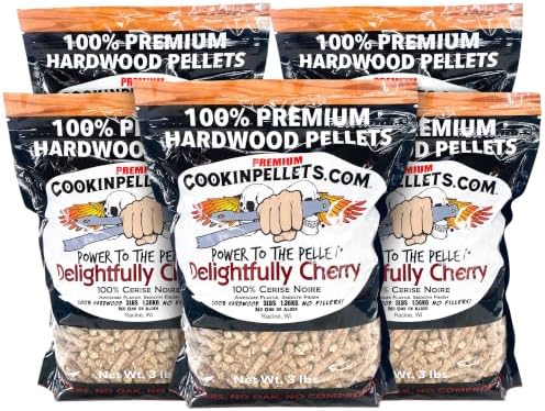 CookinPellets Delightfully Cherry Hardwood BBQ Smoking Pellets, 3lb, 5-Pack by Unknown