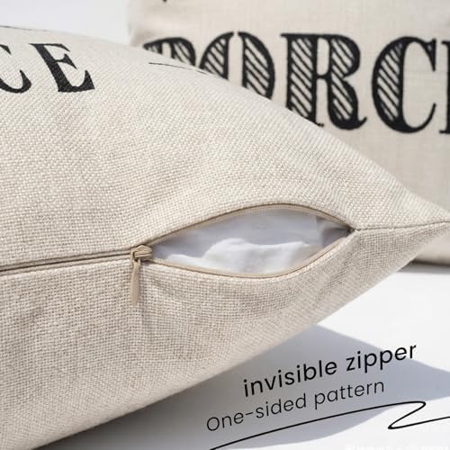 JOJOGOGO Welcome to Our Porch Outdoor Pillow Covers Waterproof 18x18 Set of 2, Decorative Farmhouse Outdoor Throw Pillows 18 x 18, Back Porch Decor Patio Furniture Pillows (This is Our Happy Place) - Image 4