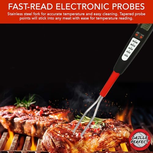 Digital Meat Thermometer Fork for Grilling and Barbecue Fast Read Electronic Probes with Ready Alarm Quick Accurate BBQ Temperature for Steak Chicken Hot Grilled Food - Image 4