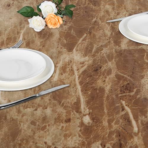 LUSHVIDA Round Tablecloth Fitted Table Cloth for 36"-44" Table Brown Marble - Image 6