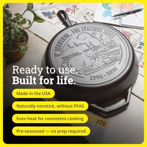 Lodge Pre-Seasoned Cast Iron Skillet, Spacious Skies, 12 Inch (Pack of 3) - Image 3