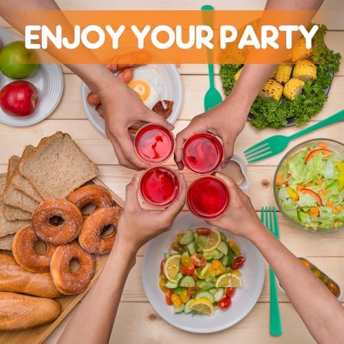 60 Pcs Green Disposable Plastic Forks Cutlery Heavy Duty Dinnerware Plastic Silverware Flatware for Home Office School Party Picnics Restaurant Outdoor Events or Every Day Use (Green) - Image 7