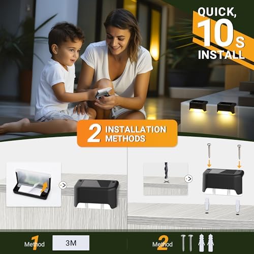 Solar Deck Lights, Solar Step Lights Waterproof, 12 Pack Warm White - Image 5