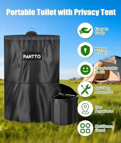 PAHTTO Portable Camping Toilet, Foldable Toilet for Adults with Detachable Phone Shelf and Toilet Paper Holder, Waterproof Porta Potty with Lid for Camping, Hiking, RV Travel, Road Trips - Image 6