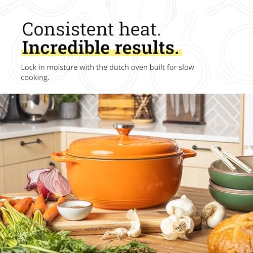 Lodge Essential Enamel Cast Iron Dutch Oven, 6 Quart, Pumpkin - Image 3