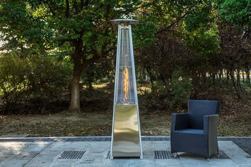 91" Tall Glass Tube Outdoor Patio Heater, 49000BTU, Stainless Steel, Wheels Included, Regulator and Hose Included - Image 6