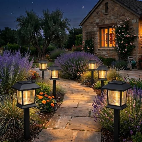 Benany Solar Outdoor Lights, 12 Pack Solar Pathway Lights Waterproof, Landscape Lighting for Path Walkway Lawn Garden Yard Outside Décor, Black - Image 6