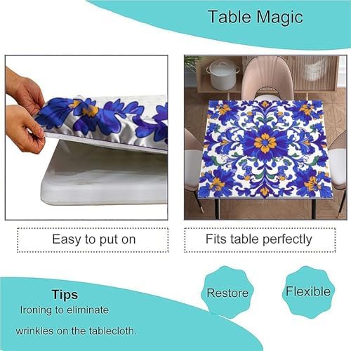 Outdoor Tablecloth Square, Mexican Talavera Pattern Printed on Fade Resistant Square Fitted Table Cover, Great for Picnics BBQs Daily Meals, Fit for 54" x 54" Square Tables - Image 3