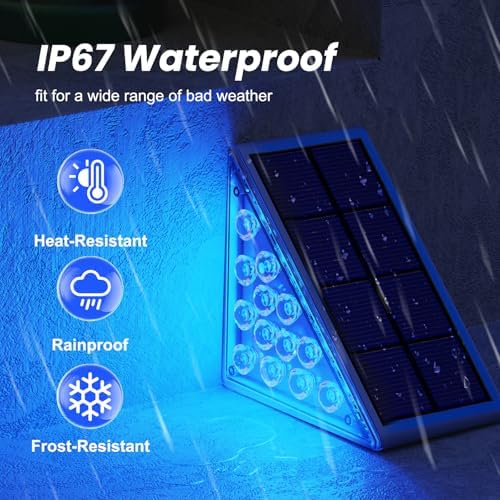 NIORSUN Solar Step Lights,12 Pack Blue LED Outdoor Step Lights, Stair Lights Outdoor for Patio, Fence, Yard, Walkway, Solar Powered Auto On/Off, IP67 Waterproof, Easy Install - Image 6