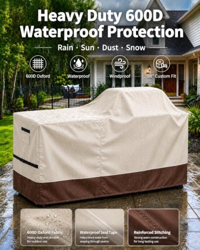 110 Inch Island Grill Cover - Extra Large Outdoor BBQ Island - 600D - Image 5
