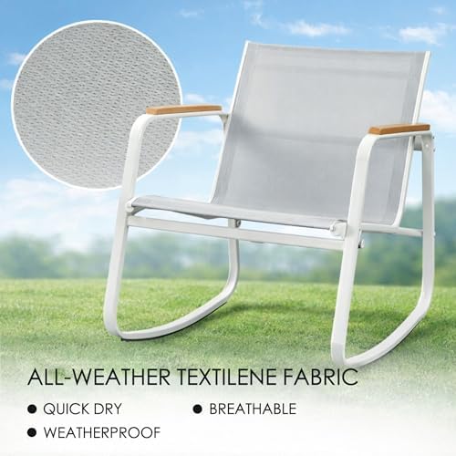 Kozyard 3-Piece Rocking Chair Set, Outdoor Rocking Textilene Bistro Set - Image 3
