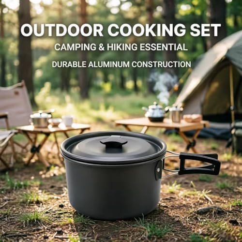 2.1Qt Camping Pot Hard Anodized Aluminum Lightweight Folding Handle - Image 4