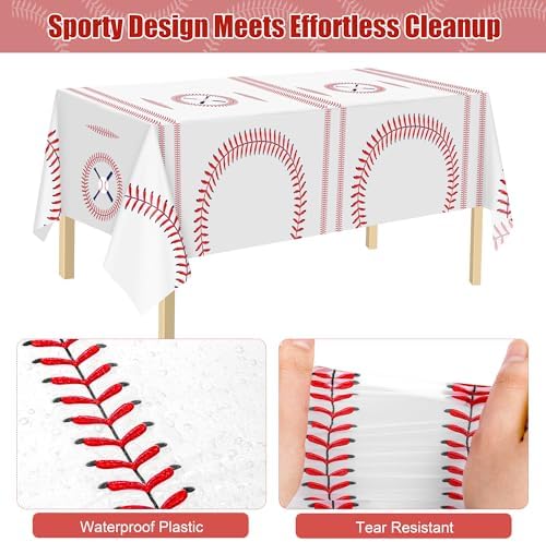 Kochorie 242 Pieces Baseball Tableware Set - Image 4