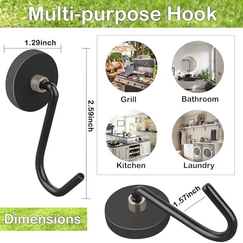 Magnetic Cable Clips, 8 PCS Strong Magnet Cord Holder, 4 PCS Heavy Duty Magnetic Grill Hooks, Magnetic Storage Hooks - Image 5