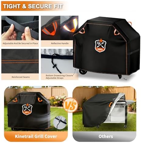 Grill Cover, Universal 52" BBQ Grill Cover for Outdoor Grill, Waterproof, Weather Resistant, Fade Resistant Gas Grill Cover with Adjustable Double Straps for Weber, Char-broil, Nexgrill, etc - Image 4