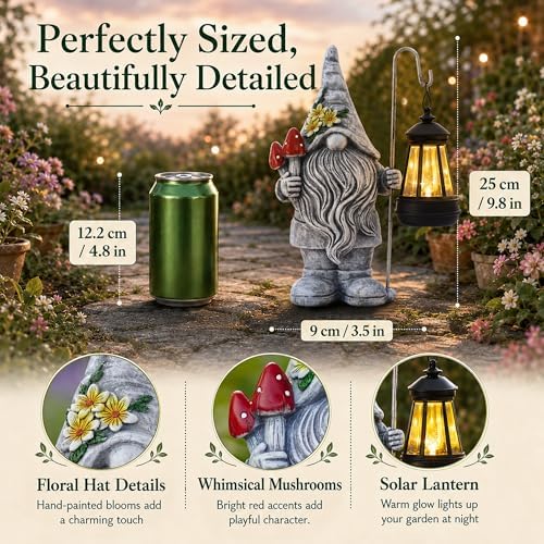 Garden Gnome Statue with Lantern: Outdoor Waterproof Sculpture - Image 2