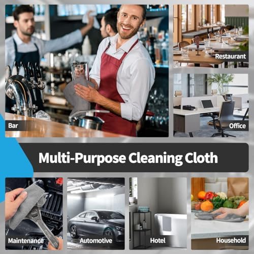 FIXSMITH Grey Microfiber Cleaning Cloth -Pack of 12, Highly Absorbent Cleaning Rags, 16"X12" All Purpose Cleaning Towels for Housekeeping, Kitchen, Car, Lint Free and Reusable Microfiber Towels - Image 7