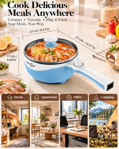 Audecook Electric Hot Pot Portable Nonstick Ramen Cooker Adjustable Power - Image 4