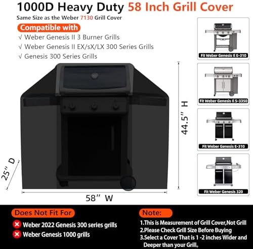 [Upgraded 1000D Heavy Duty Fabric] 58 inch Grill Cover for Outdoor Grill - Image 2
