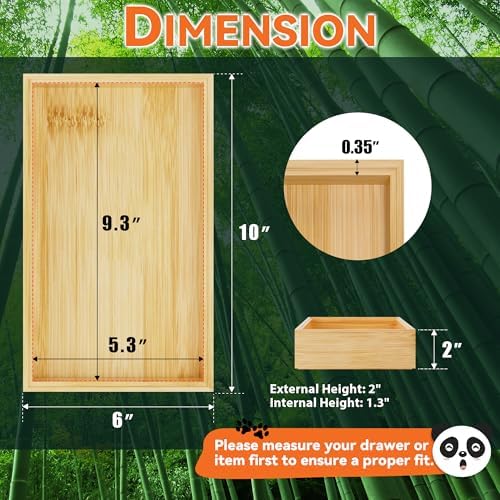 Lixple Bamboo Kitchen Drawer Organizer, 2 Pack, 10" x 6" x 2" - Image 2
