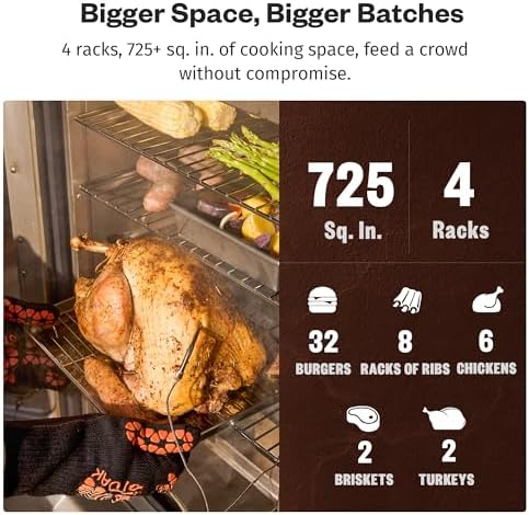 EAST OAK 30" Electric Smoker for Outdoors | Built-in Meat Probe Up to 6× Longer Smokes on a Single Load | Side Chip Loader for Smoking | Bigger Batches with 725 sq in Cooking Area, Mist Silver - Image 5