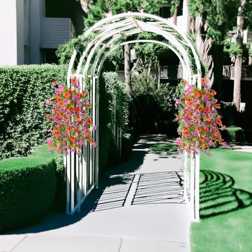 ZFProcess Artificial Hanging Flowers for Outdoors Spring Summer Decoration, 2PCS Silk Fake Daisy Realistic Outdoor Flowers UV Resistant Porch Patio Window Yard Decor(Purple Red) - Image 4