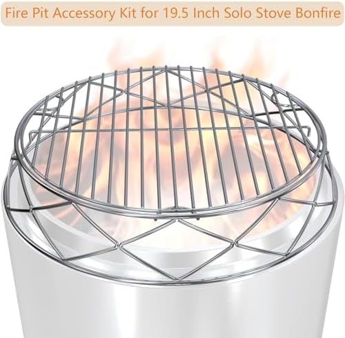 Stainless Steel Round Fire Pit Cooking Grates Accessory Kit for 19.5" Solo Stove Bonfire and Other Firepit, Grill Fire Pit Stand for Outdoor Camping BBQ Picnic Fireplace Tools - Image 6