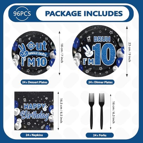 96 Pcs Bruh 10th Birthday Decorations for Boys for Boys Serves 24 - Image 5