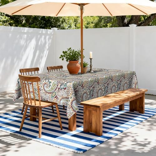 LVTXIII Rectangle Outdoor Tablecloth with Umbrella Hole and Zipper, Water-Repellent 60 x 84 Inch Patio Table Cover for Picnic, Garden, Backyard Dining, Vibrant Paisley - Image 2