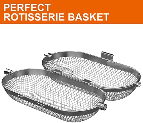 MixRBBQ Rotisserie Basket Grill Accessories, Stainless Steel Rotisserie Baskets for Napoleon 64000 Outdoor Grill, Universal Fits for Kabobs French Fries Veggies Fits - Image 5