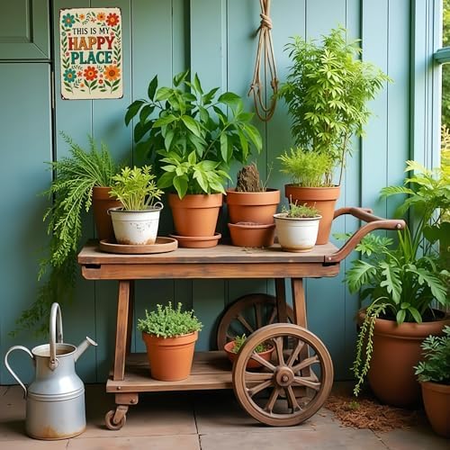 FunnySign Garden Gifts This Is My Happy Place Garden Vintage Tin Sign for Home Greenhouse Patio Yard Decor 8x12 Inch - Image 4