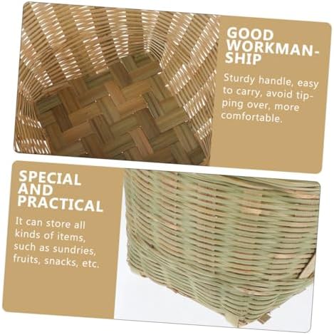 Bamboo Picnic Basket 2pcs Woven Storage Basket Xmas for Fruit and Bread - Image 3