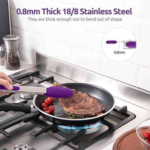 U-Taste Kitchen Tong for Cooking, 600ºF Heat-Resistant Silicon, 2Pcs/Purple - Image 5