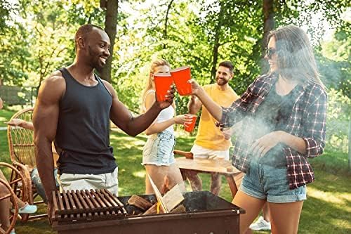 DecorRack 20 Party Cups 12 oz Disposable Plastic Cups for Birthday Party Bachelorette Camping Indoor Outdoor Events Beverage Drinking Cups (Orange, 20) - Image 2