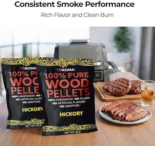 Kona 100% Hickory Smoker Pellets, Intended for Ninja Woodfire Outdoor Grill, 8 lb Resealable Bags - Image 2